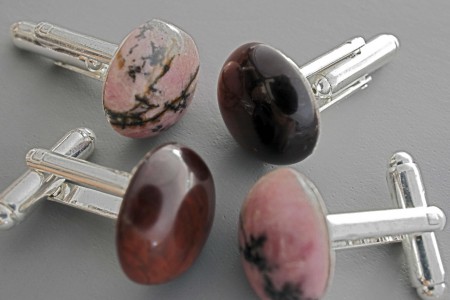 Boutons de manchette Rhodonite et Oeil de tigre